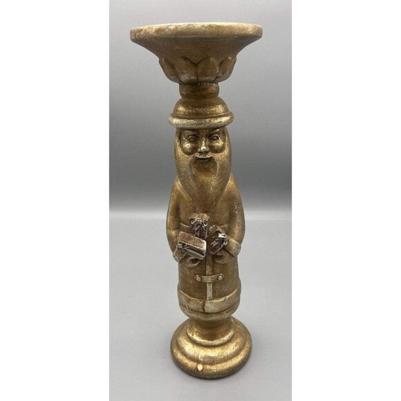 Victorian 3 Set Gold Antiqued Gilded Candleholders Christmas Angel Santa Snowman - Picture 2 of 16